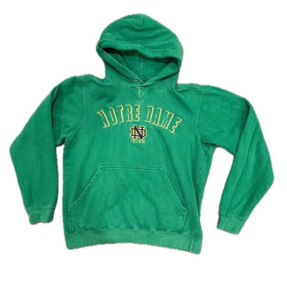 Vintage Notre Dame Irish Embroidered Logo 90s Team Edition Hoodie Sweatshirt - Picture 1 of 6